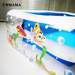 Kid Baby's Bathtub Baby Swimming Pool Cartoon Underwater World Pattern Printed Inflatable Aerated Square Newborn's Swimming Pool