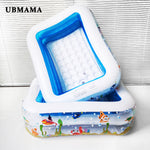 Kid Baby's Bathtub Baby Swimming Pool Cartoon Underwater World Pattern Printed Inflatable Aerated Square Newborn's Swimming Pool